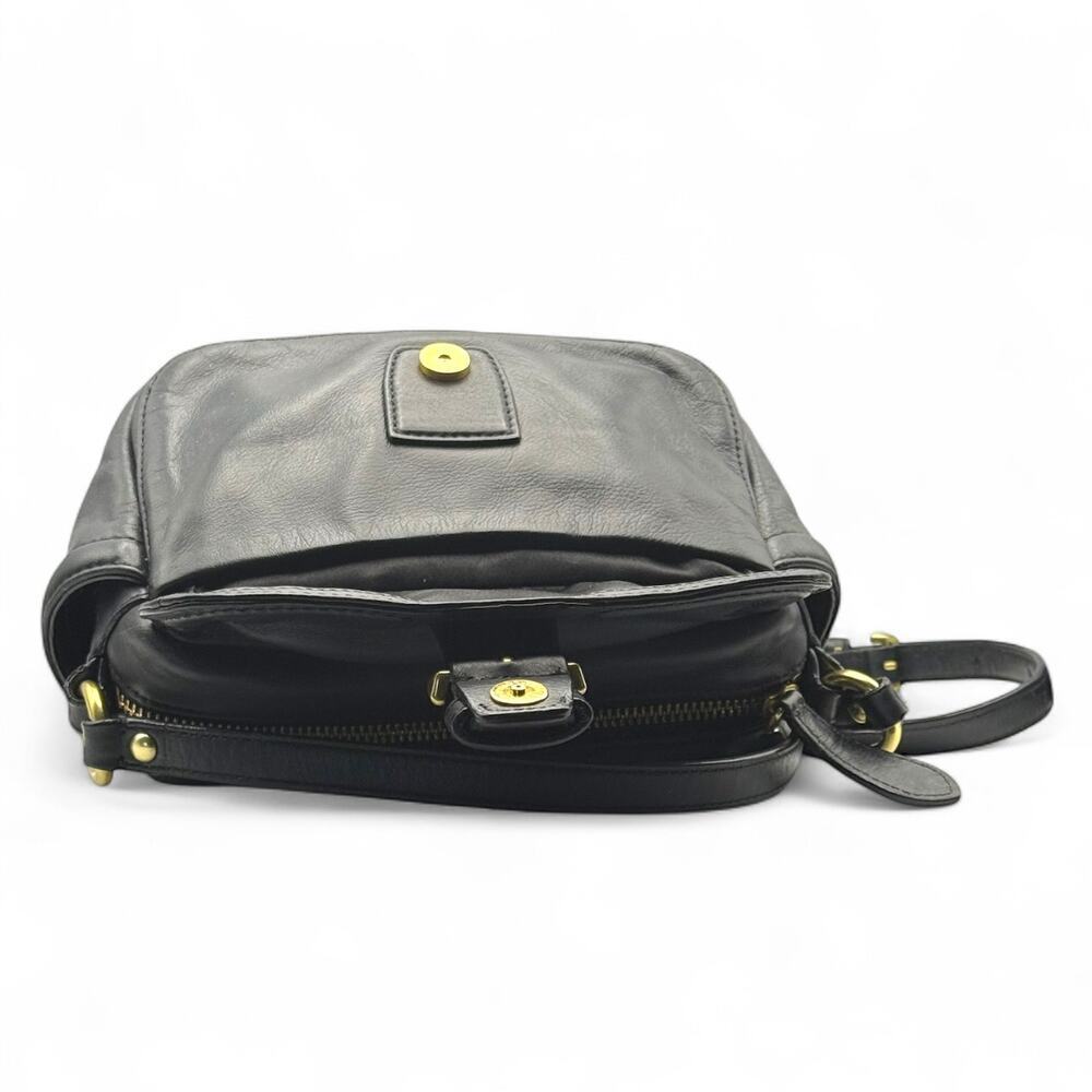 COACH F25150 Campbell Black Leather Crossbody Camera Bag Brass - Picture 9 of 12